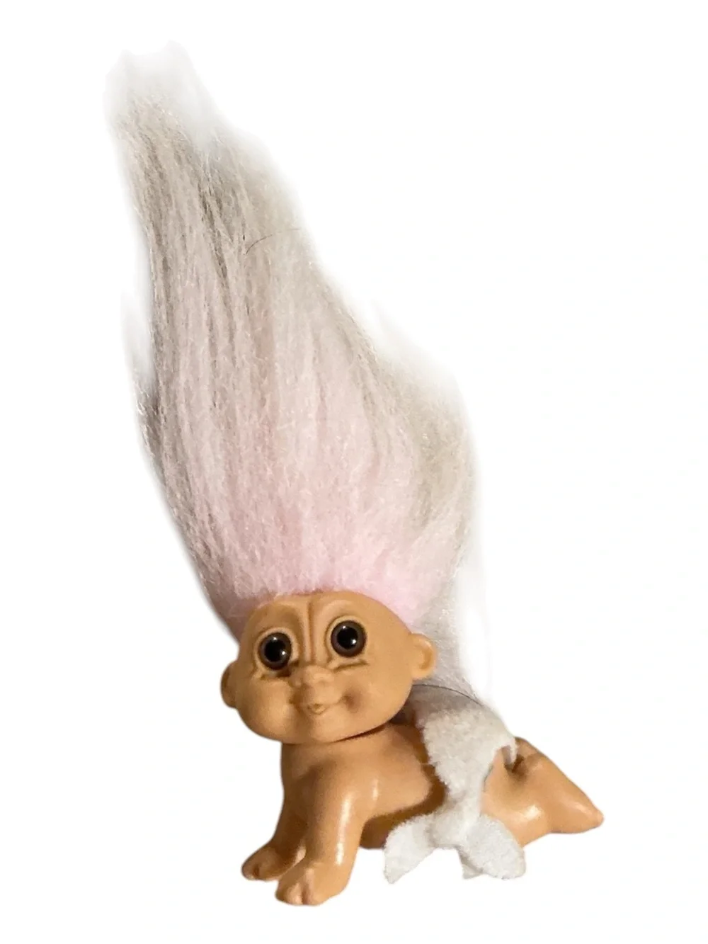 Russ Pink & White Hair Vintage Troll Doll